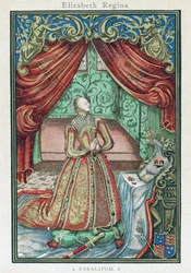 Koningin Elizabeth I in gebed, frontispice van 