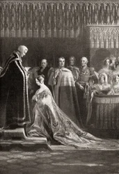 Koningin Victoria (1819-1901) ontvangt het Heilig Sacrament na haar kroning