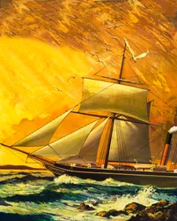 RMS Dane aankomst in Tafelbaai