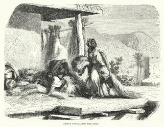 Rachab verbergt de spionnen (gravure)