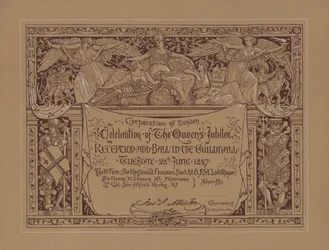 Receptie en bal ter viering van het Gouden Jubileum van Koningin Victoria in de Guildhall, City of London, 28 juni 1887