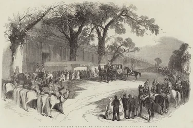 Ontvangst van de koningin in het Great Exhibition Building