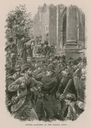 Reform League-demonstranten bij de Marble Arch, Londen (gravure)