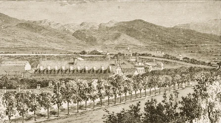 Woonplaats van Brigham Young, tweede President van de Mormoonse Kerk, Salt Lake City, Utah, uit 