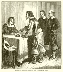 Richard Cromwell ondertekent zijn abdicatie, 1659