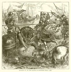 Richard III bij de Slag om Bosworth Field, 1485