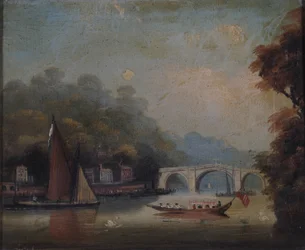 Richmond Bridge kijkend naar Twickenham, Middlesex