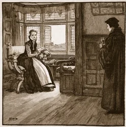 Bezoek van Roger Ascham aan Lady Jane Grey, illustratie uit Cassells Geïllustreerde Geschiedenis van Engeland