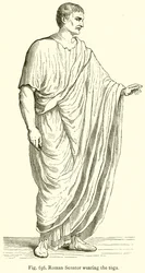 Romeinse senator die de toga draagt