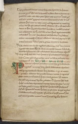 Royal 13. A.XI, f.47vInitial P.De temporum ratione.Bede de Eerbiedwaardige.Miscellany van werken over computus en astronomie.11e eeuw-12e eeuw