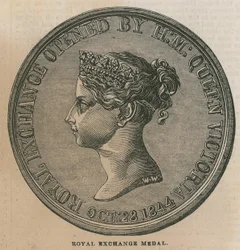 Royal Exchange Medaille, geslagen ter herdenking van de opening van de Royal Exchange in 1844