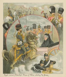 Koninklijke Review - Aldershot - Prins van Wales groet de Koningin