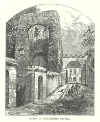 Ruïnes van het kasteel van Rougemont (gravure)