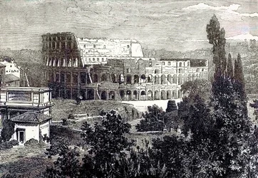 Ruïnes van het Colosseum, vanaf de Palatijn, illustratie uit Cassells Illustrated Universal History door Edward Ollier, gepubliceerd 1890