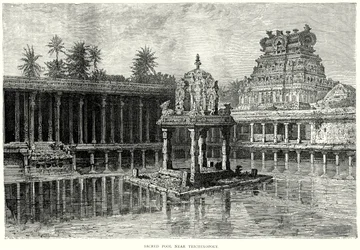 Heilige vijver bij Trichinopoly (gravure)