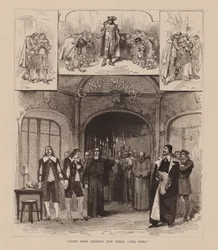 Scènes uit Gounods nieuwe opera "Cinq Mars" (gravure)