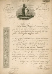 Aandeel voor de Hope Insurance Company, Ludgate Hill, Londen