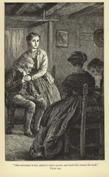 Ze trok zich weer terug naar de stoel van haar vader en hield hem om de nek