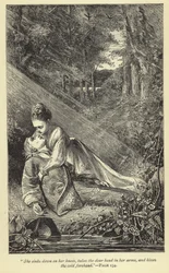 Ze zakt op haar knieën, neemt het dierbare hoofd in haar armen en kust het koude voorhoofd