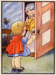 Ze vertelt haar grootmoeder dat het veilig is om naar buiten te komen