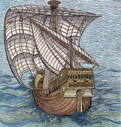 Schip uit de tijd van Columbus, uit 