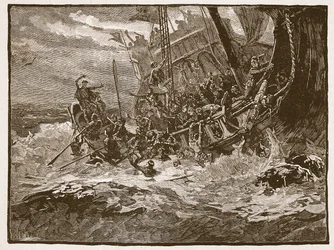 Schipbreuk van Prins Willem, illustratie uit Cassells Illustrated History of England
