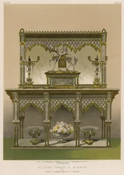 Zilveren tafel en spiegel door Messrs Elkington en Co, Londen