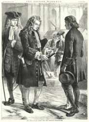 Sir Christopher Wren en de Suffolk Houthakker (gravure)