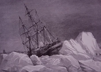 Sir John Franklin, expeditie van 1845 om de Noordwestelijke Doorvaart te vinden, schip Terror vast in ijs, late 19e eeuw
