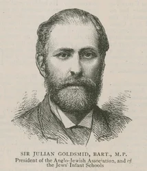 Sir Julian Goldsmid, Bart, MP, Voorzitter van de Anglo-Joodse Vereniging en van de Joodse Kleuterscholen