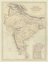 Schetskaart van India ter illustratie van de geschiedenis vanaf de vroegste periode tot de slag bij Plassy