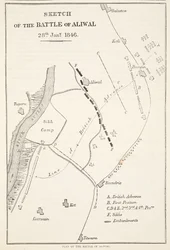 Schets van de Slag bij Aliwal, 28 januari 1846, uit Cassells Geïllustreerde Geschiedenis van Engeland