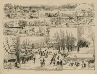 Schetsen op de Theems tijdens de recente vorst