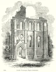Zuidertransept, Elgin Cathedral (gravure)