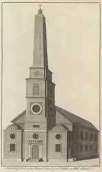 Zuidwestelijk aanzicht van de parochiekerk van St Luke in Old Street, Londen