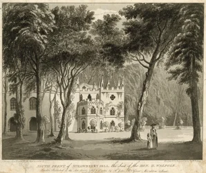 Zuidgevel van Strawberry Hill, Twickenham, Londen, het huis van de Eerwaarde Horace Walpole