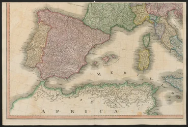 Spanje en Portugal, uit Europa, beschrijvend alle veranderingen van Gebied, samen met hun afwijkingen in de grenslijnen van de verschillende Rijken en Staten, overeengekomen en bevestigd door het definitieve verdrag van Parijs, 20 november 1815, gepublicee