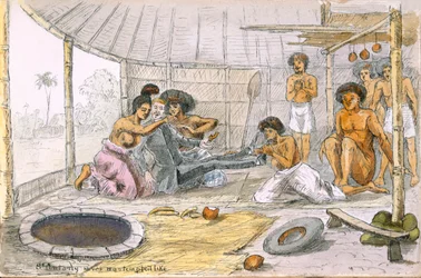 St. Anthony werd nooit zo verleid..., uit Ye Pilgrimage of ye Revnd. Simpleheart, Adventures of a naive missionary in the South Seas, c.1880