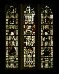 St. Maria en St. Johannes met een samengestelde vrouwelijke heilige in het midden, laat 14e eeuw