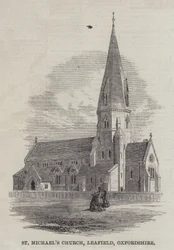 De Kerk van St. Michael, Leafield, Oxfordshire (gravure)