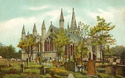 St. Nicolaaskerk, Great Yarmouth (kleur litho)