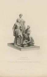 Standbeeld dat Handel uitbeeldt dat het Albert Memorial siert