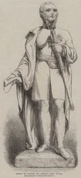 Standbeeld van generaal Sir Charles James Napier, net opgericht op Trafalgar Square (gravure)