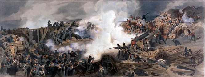 Bestorming van de Grote Redan, Sebastopol, 1855, uit The Officers Portfolio of the Striking Reminiscences of the War