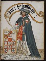 Portret van Hendrik, Hertog van Lancaster, een Ridder-Stichter van de Orde van de Kousenband, illustratie uit 