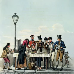 Straatontbijt gegraveerd door G.Hunt, 1825