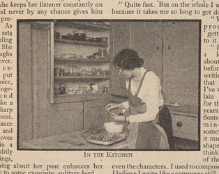 Sylvia in de keuken op 113 Inverness Terrace, in Louise Morgan