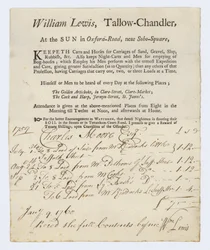 Kaarsenmaker, William Lewis, handelskaart