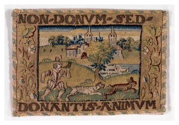Wandtapijtpaneel dat jachtscène uitbeeldt, mogelijk gemaakt in Sheldon, Engeland, c.1600-25