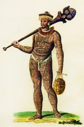 Getatoeëerde man van de Marquesas-eilanden, 1843